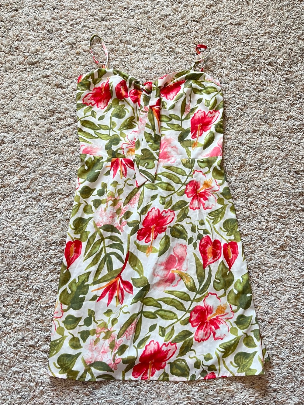 Junior Women’s (L) Green & Pink Floral Summer Dress